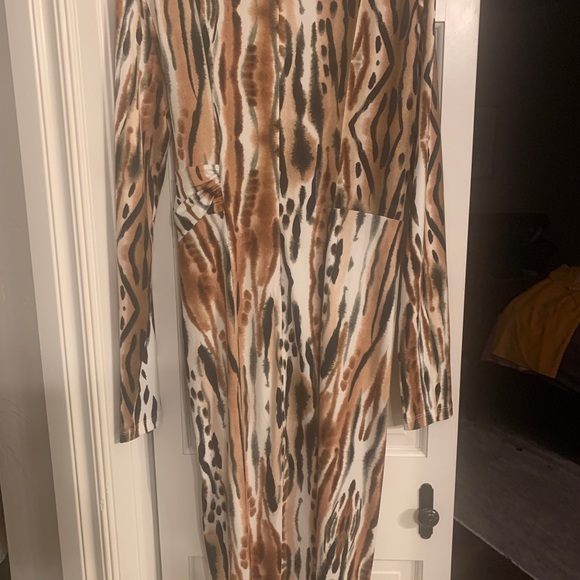 Catherine Malandrino dress, size 4, cutout shoulder, animal print - Picture 2 of 4